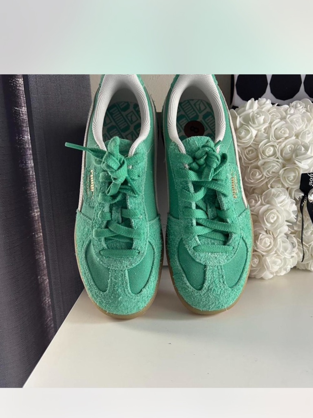Puma Green Suede & Mesh Sneakers